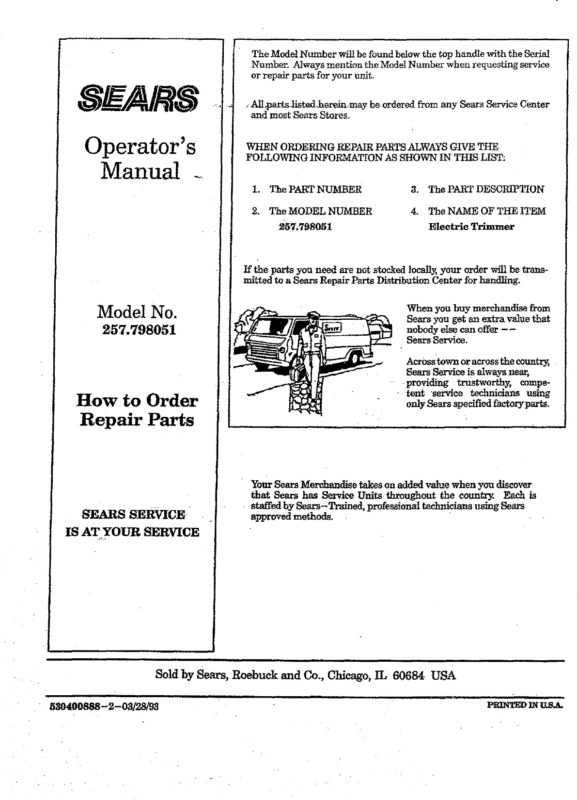 Page 12 of 12 - Craftsman 257798051 User Manual  TRIMMER - Manuals And Guides L0707277