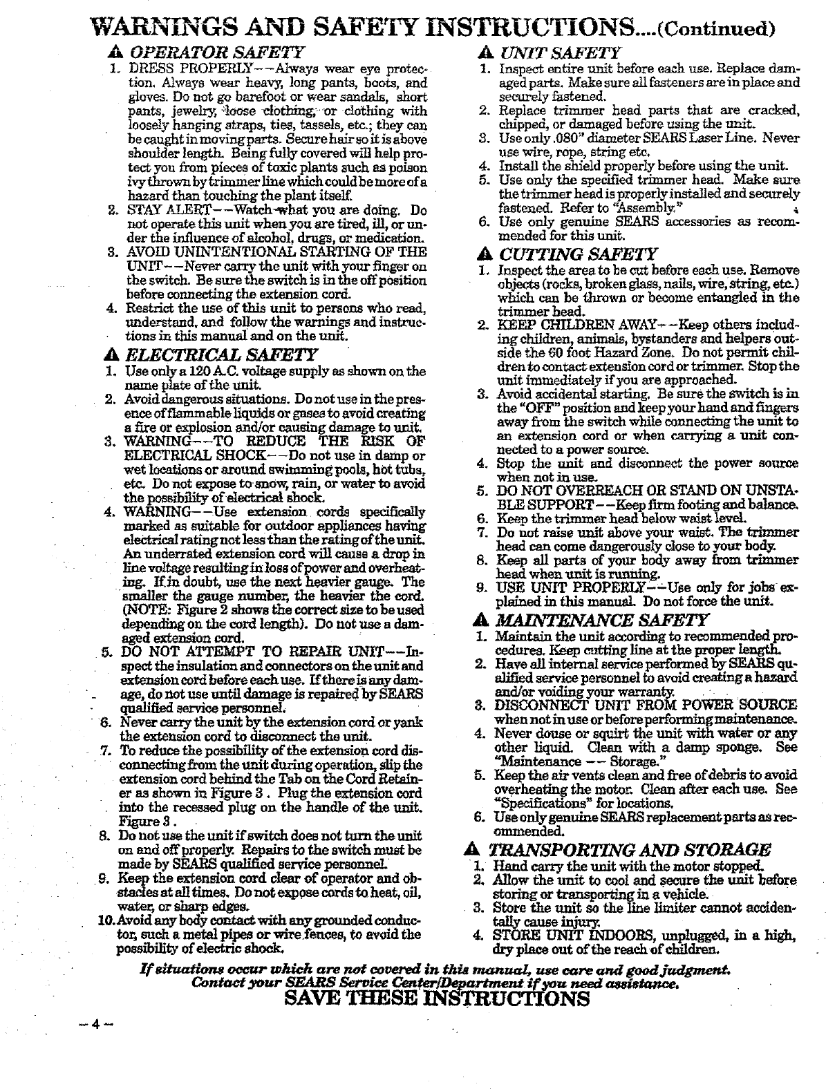 Page 4 of 12 - Craftsman 257798051 User Manual  TRIMMER - Manuals And Guides L0707277