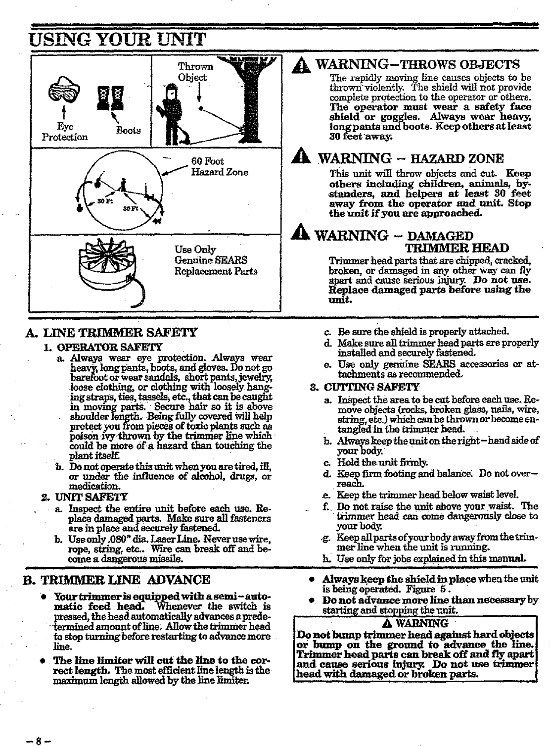 Page 8 of 12 - Craftsman 257798051 User Manual  TRIMMER - Manuals And Guides L0707277