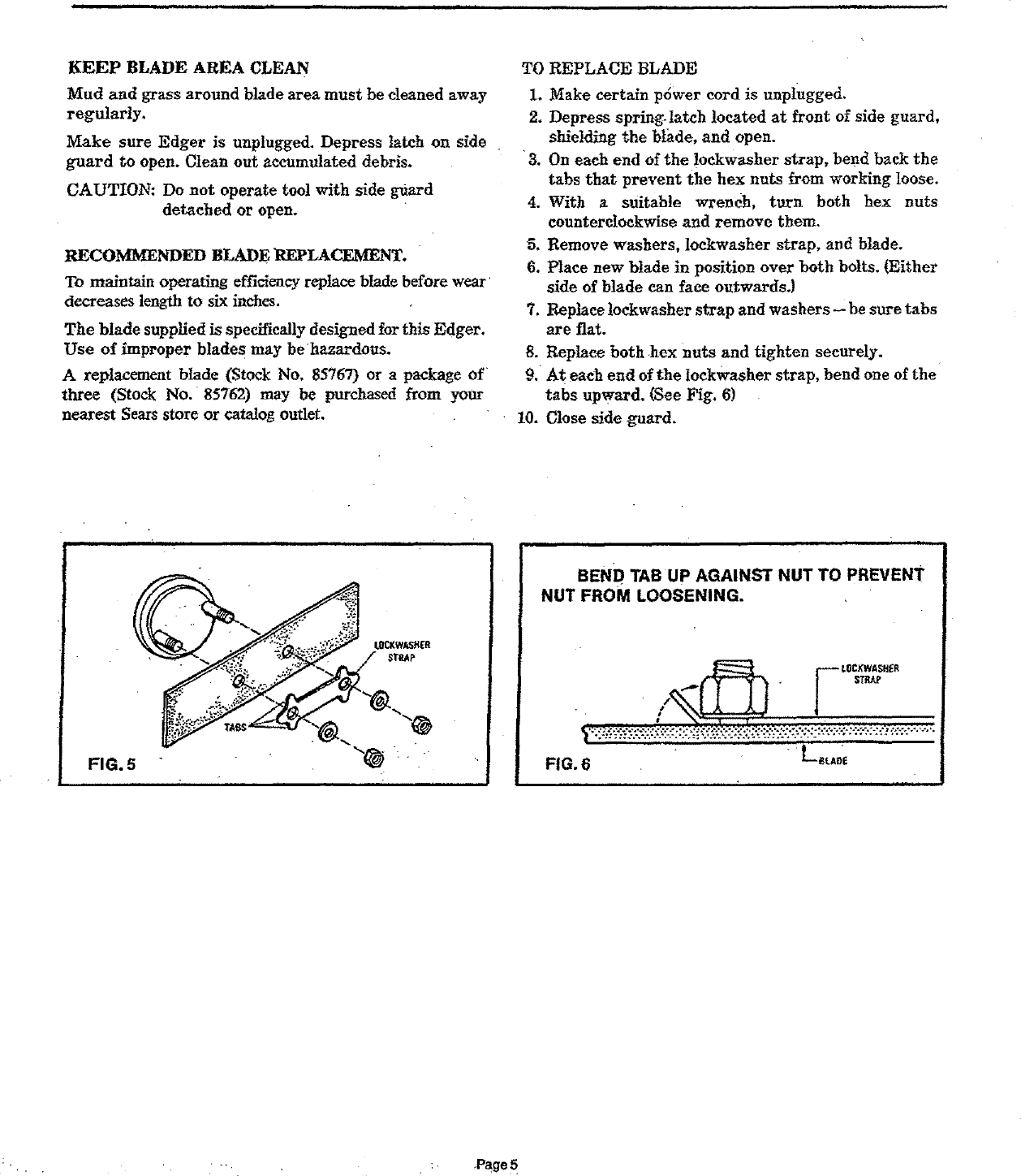 Page 5 of 8 - Craftsman 257857240 User Manual  ELECTRIC EDGER - Manuals And Guides L0707008