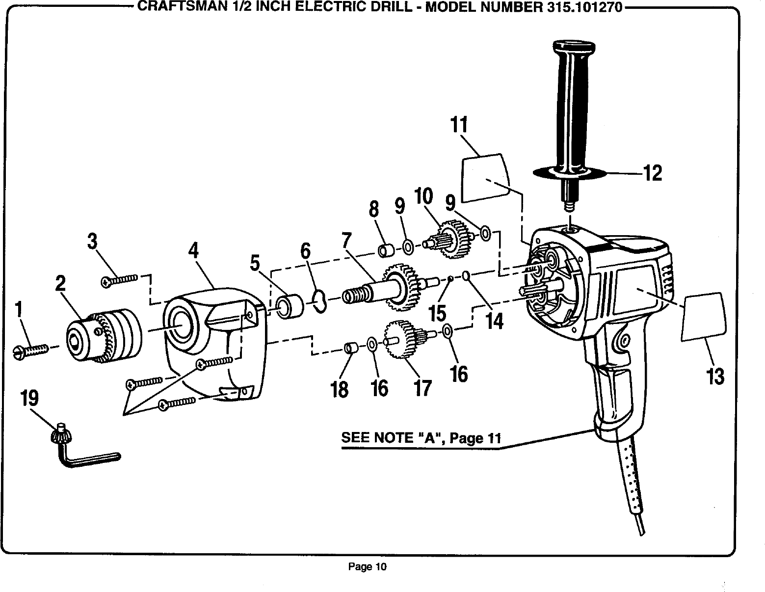 Page 10 of 12 - Craftsman 315101270 User Manual  1/2IN SINGLE SPEED REVERSIBLE DRILL - Manuals And Guides L0012021