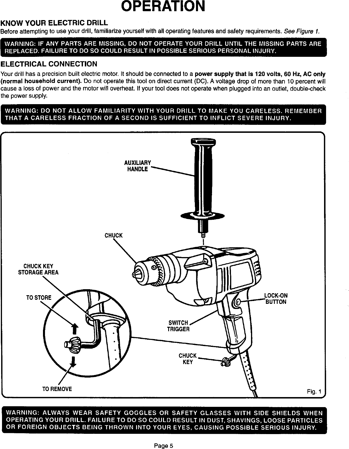 Page 5 of 12 - Craftsman 315101270 User Manual  1/2IN SINGLE SPEED REVERSIBLE DRILL - Manuals And Guides L0012021