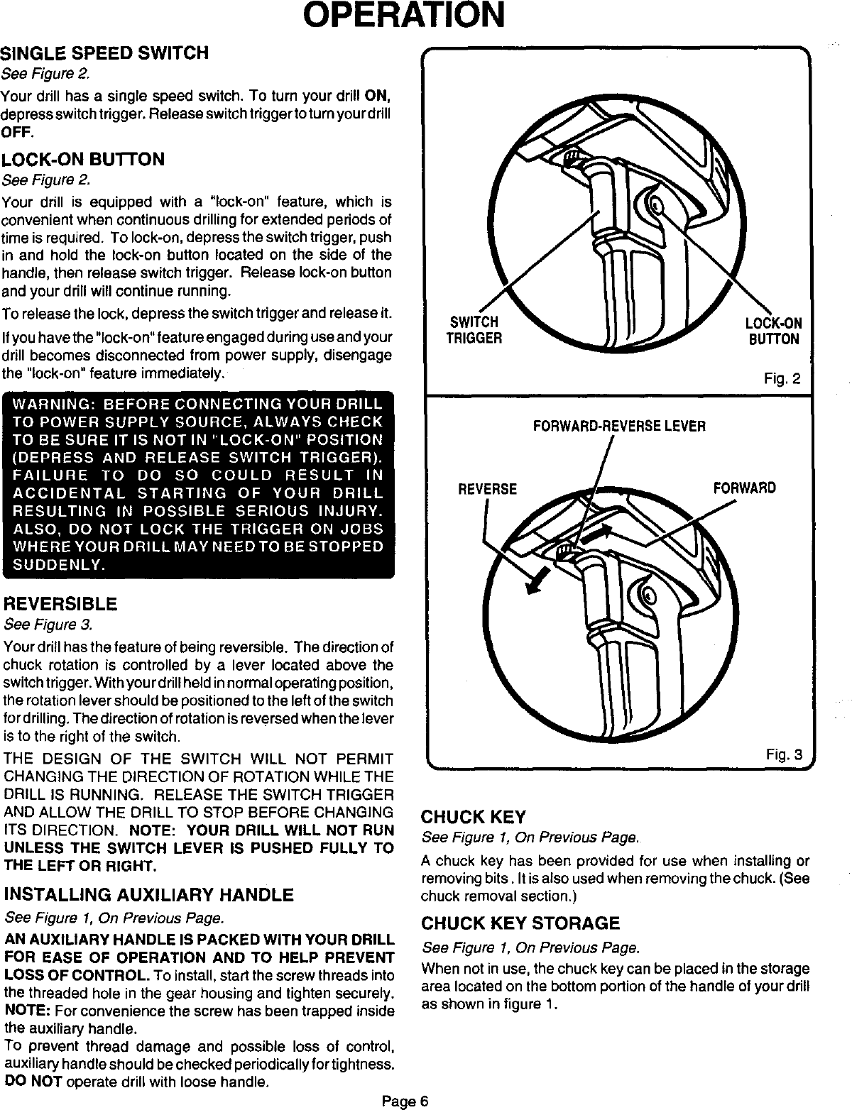 Page 6 of 12 - Craftsman 315101270 User Manual  1/2IN SINGLE SPEED REVERSIBLE DRILL - Manuals And Guides L0012021