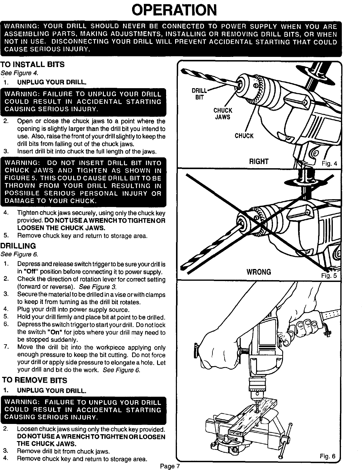 Page 7 of 12 - Craftsman 315101270 User Manual  1/2IN SINGLE SPEED REVERSIBLE DRILL - Manuals And Guides L0012021