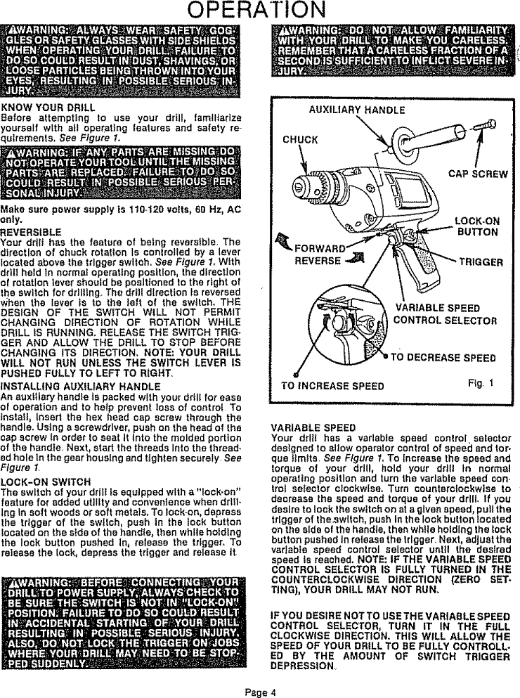 Page 4 of 12 - Craftsman 31510411 User Manual  3/8 INCH ELECTRIC DRILL - Manuals And Guides 1006753L