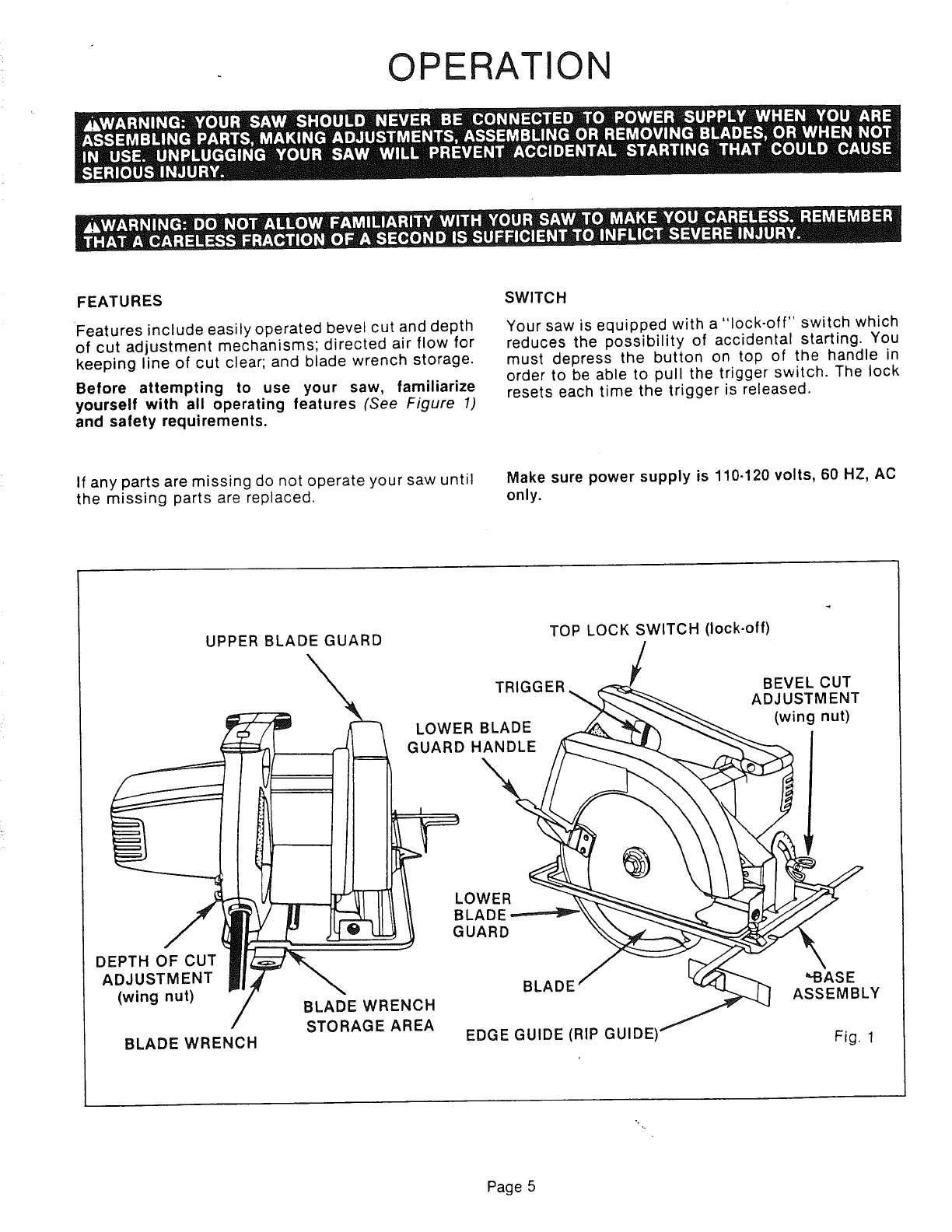Craftsman 315109240 User Manual 7 1/4 IN. CIRCULAR SAW Manuals And