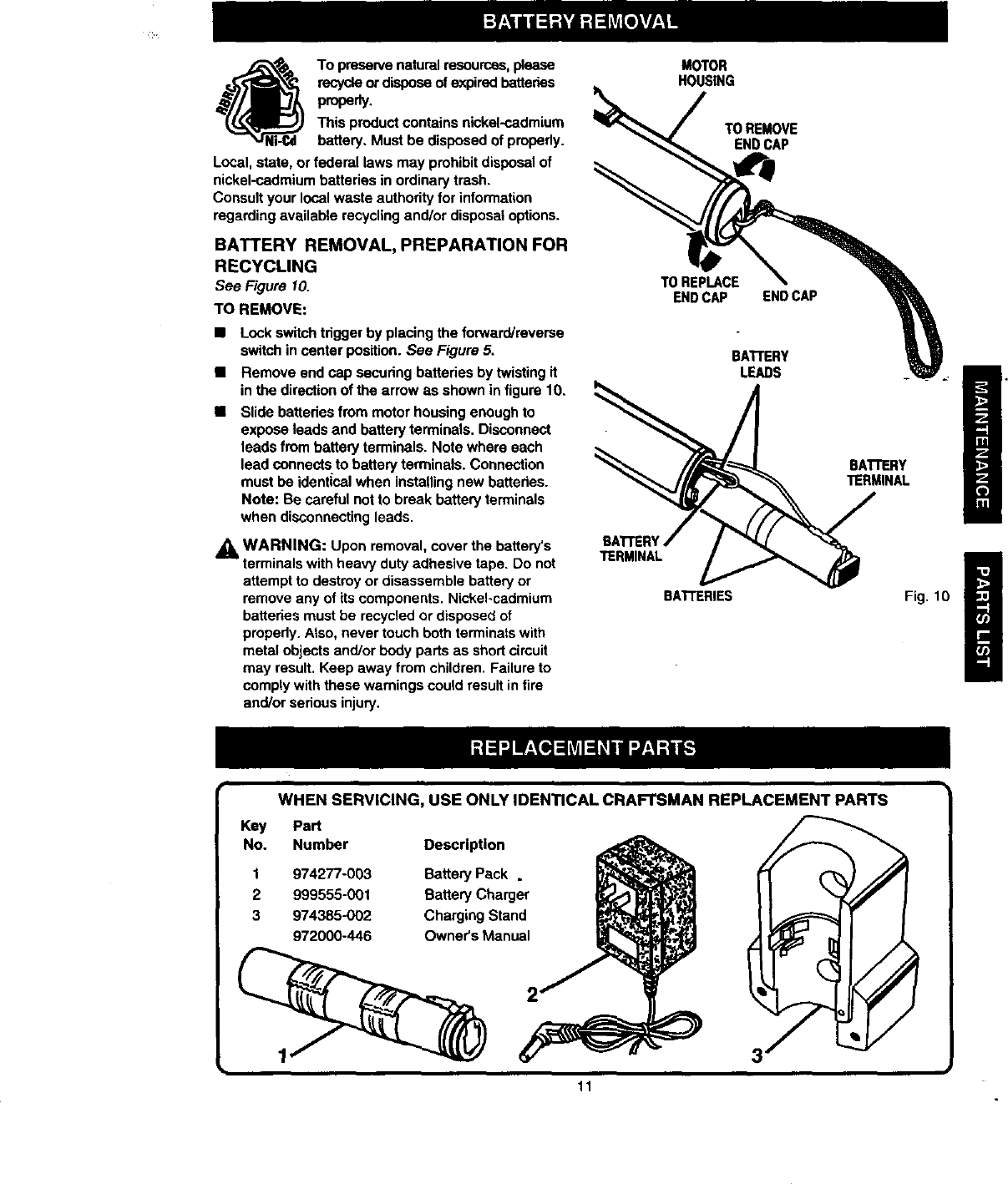 Page 11 of 12 - Craftsman 315111810 User Manual  SINGLE SPEED REVERSIBLE CORDLESS SCREWDRIVER - Manuals And Guides 98100166