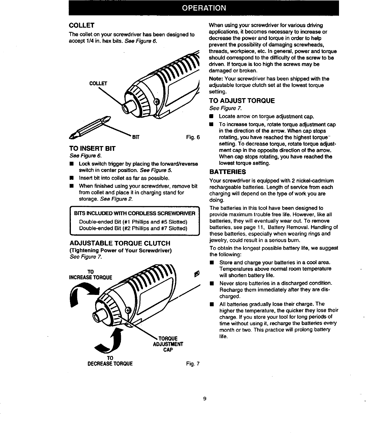 Page 9 of 12 - Craftsman 315111810 User Manual  SINGLE SPEED REVERSIBLE CORDLESS SCREWDRIVER - Manuals And Guides 98100166