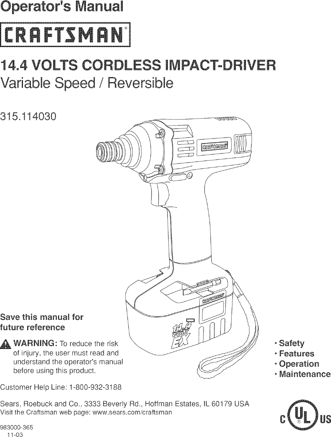 Craftsman 315114030 User Manual DRILL Manuals And Guides L0408333