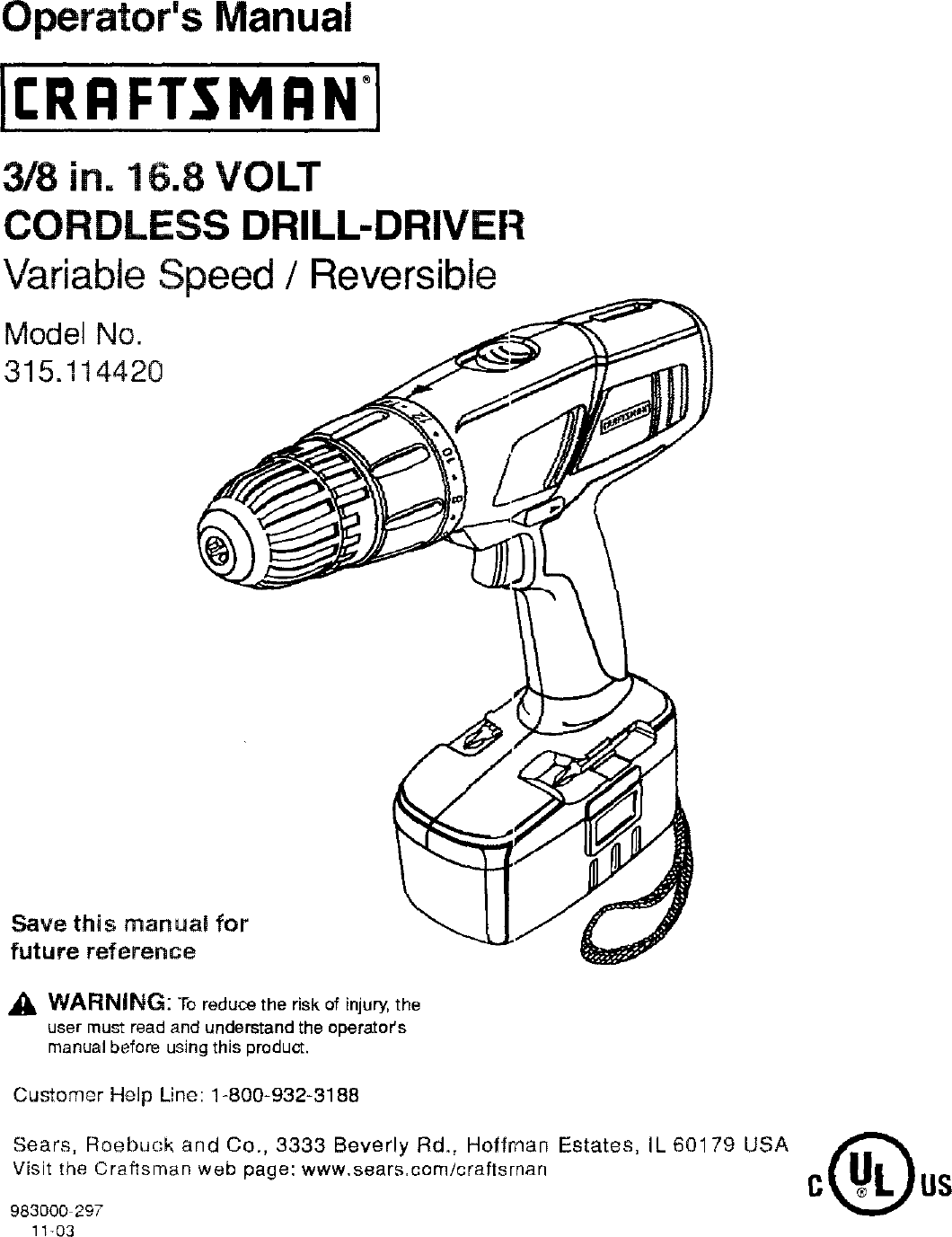 Craftsman 315114420 User Manual DRILL DRIVER Manuals And Guides L0401073