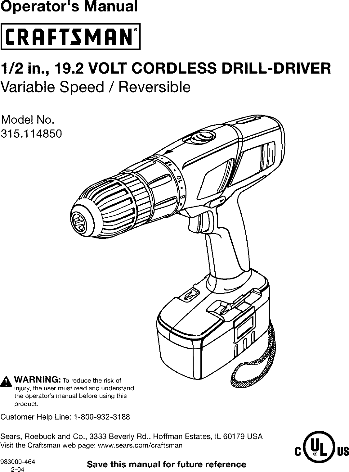 Craftsman 315114850 User Manual DRILL DRIVER Manuals And Guides L0403142