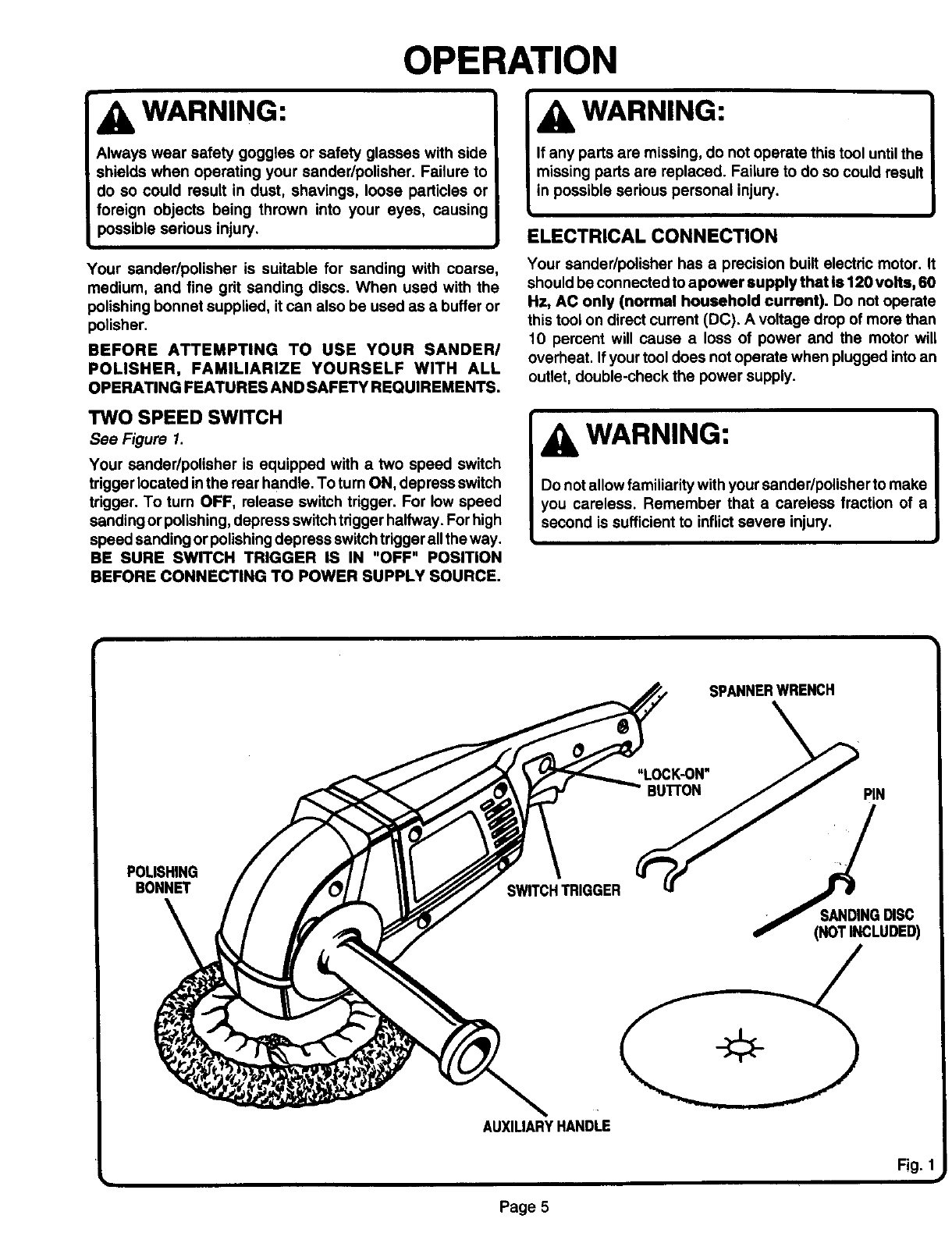 Craftsman 315115030 User Manual SANDER/POLISHER Manuals And Guides L0090117