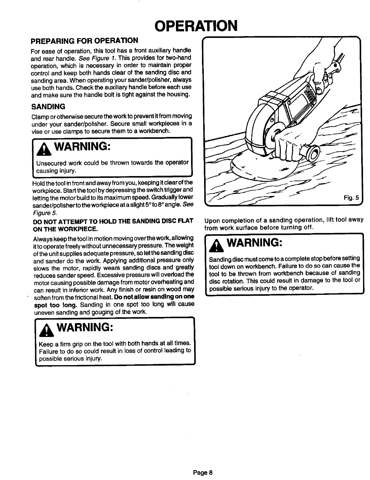 Craftsman 315115030 User Manual SANDER/POLISHER Manuals And Guides L0090117