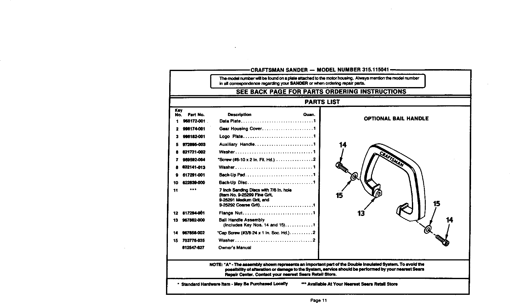 Page 11 of 12 - Craftsman 315115041 User Manual  SANDER - Manuals And Guides L0011169