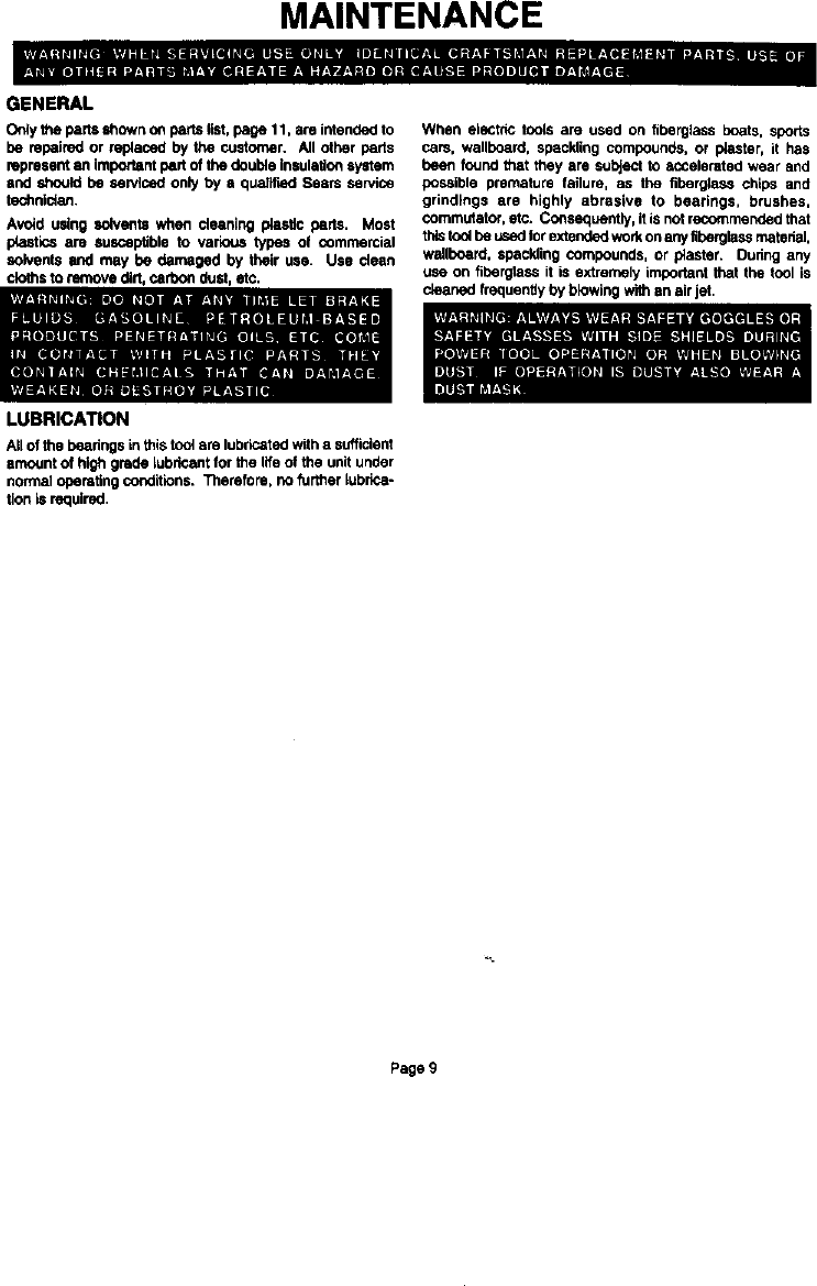 Page 9 of 12 - Craftsman 315115041 User Manual  SANDER - Manuals And Guides L0011169