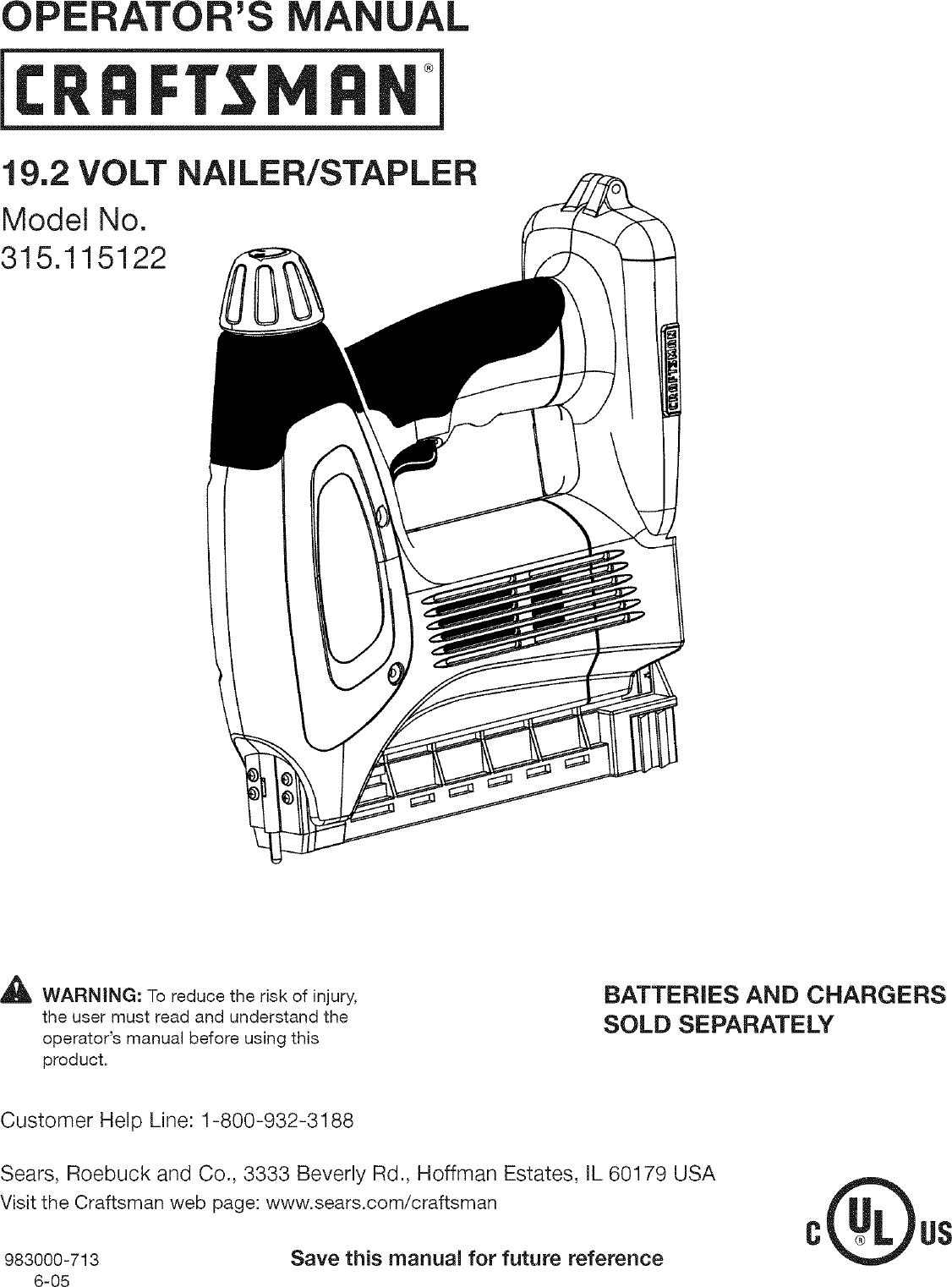 Craftsman 315115122 User Manual NAILER Manuals And Guides L0801068