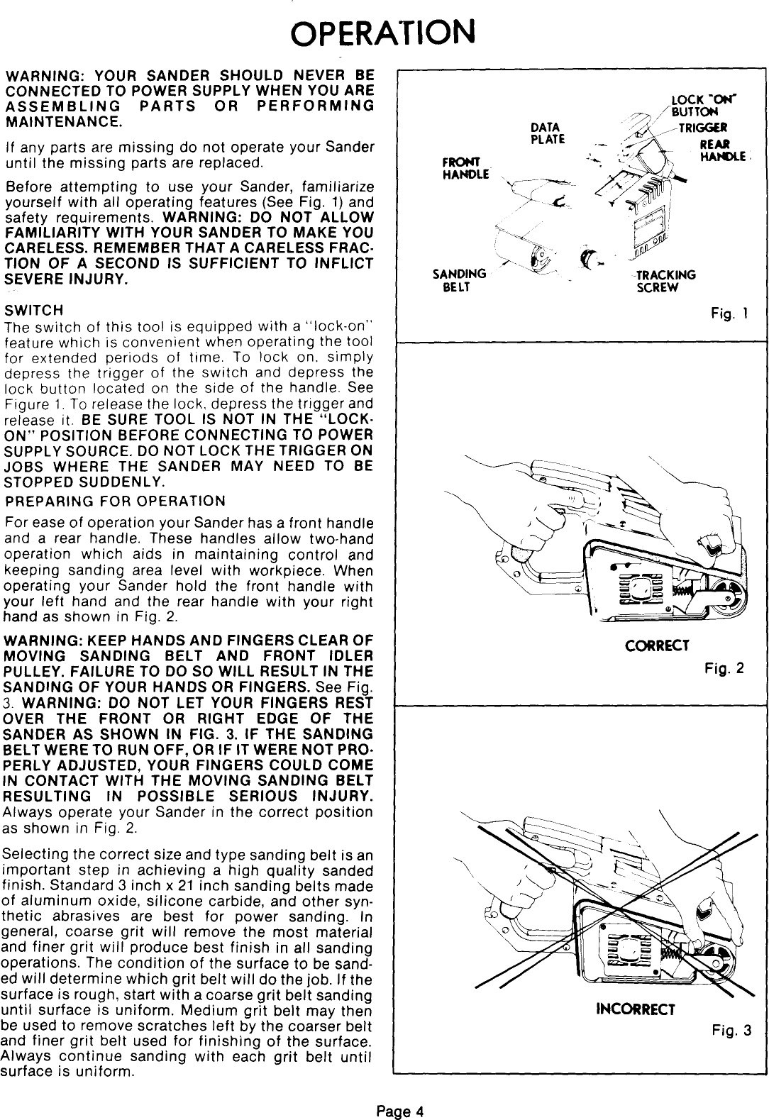 Page 4 of 11 - Craftsman 31511701 1010187L User Manual  3 INCH BELT SANDER - Manuals And Guides