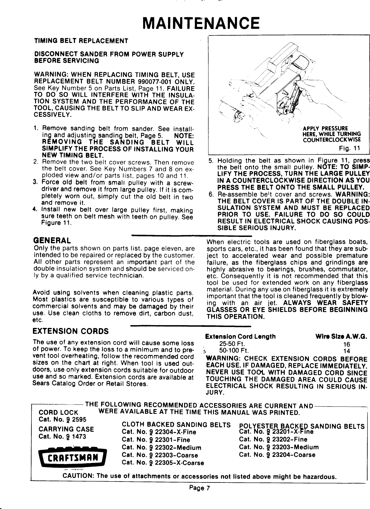 Page 7 of 11 - Craftsman 31511701 1010187L User Manual  3 INCH BELT SANDER - Manuals And Guides