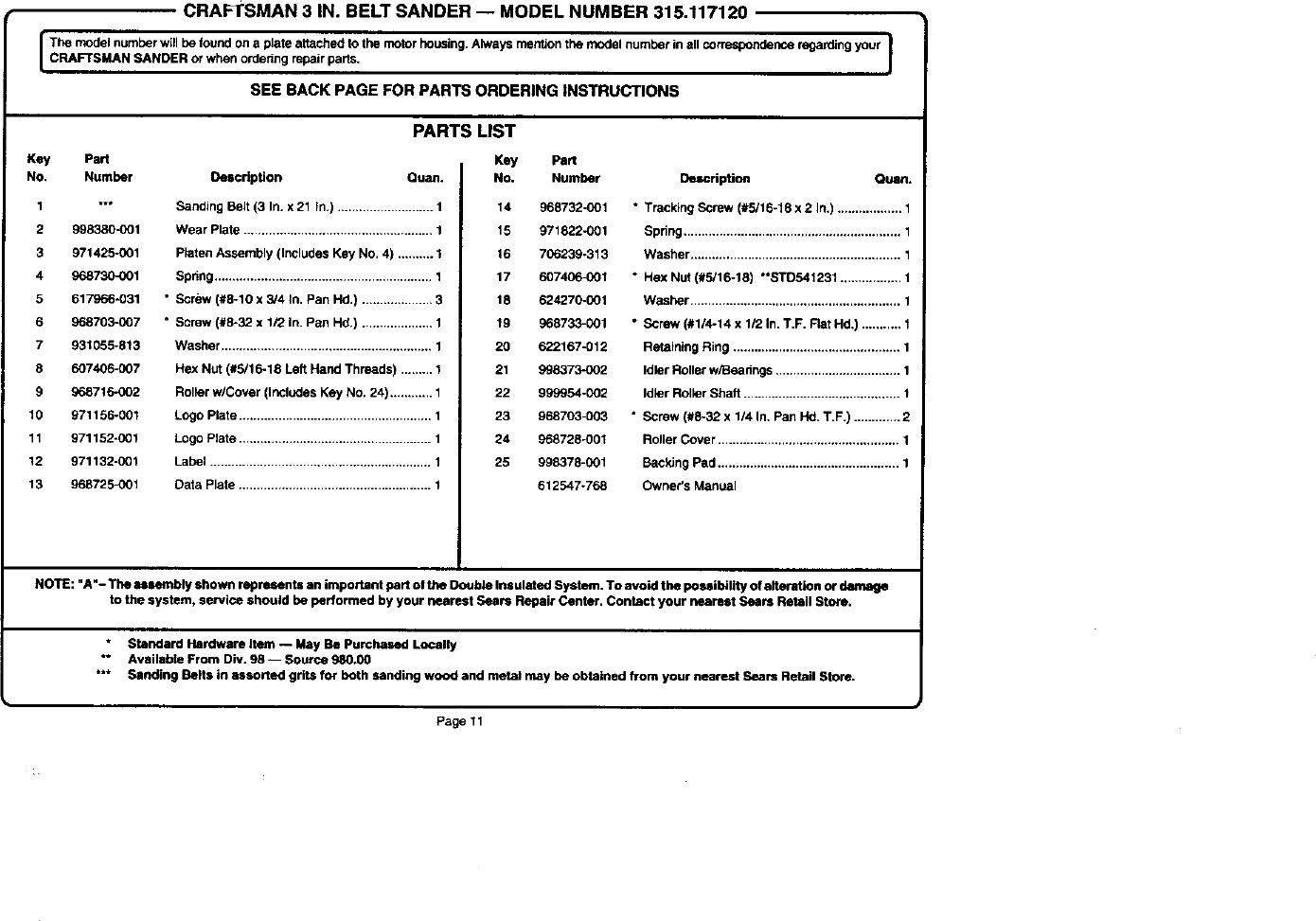 Page 11 of 12 - Craftsman 315117120 User Manual  3 BELT SANDER - Manuals And Guides L0012020