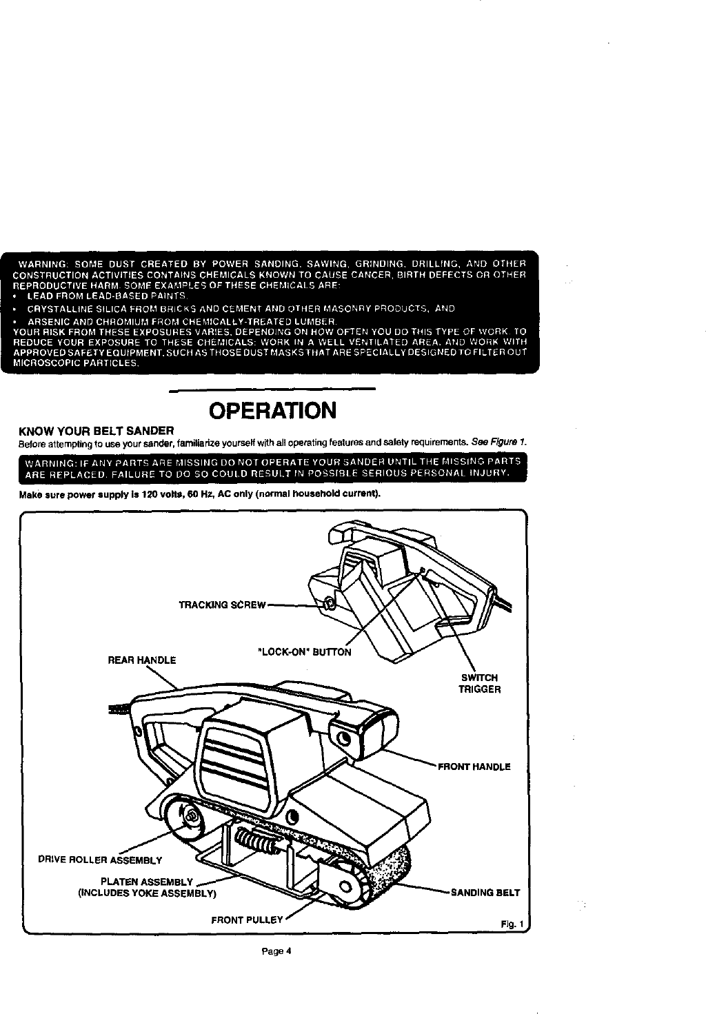 Page 4 of 12 - Craftsman 315117120 User Manual  3 BELT SANDER - Manuals And Guides L0012020