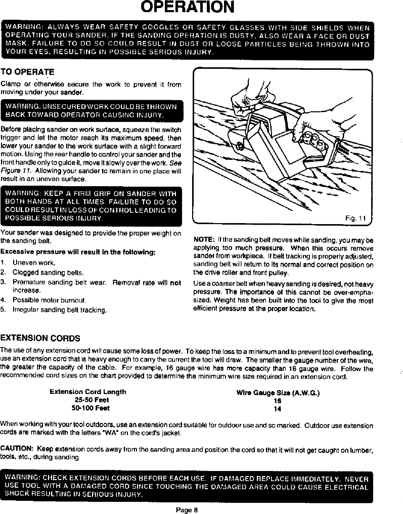 Page 8 of 12 - Craftsman 315117120 User Manual  3 BELT SANDER - Manuals And Guides L0012020