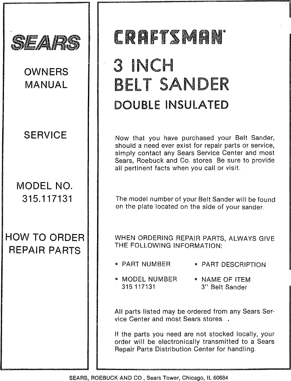 Page 12 of 12 - Craftsman 315117131 User Manual  3 IN BELT SANDER - Manuals And Guides LR708142