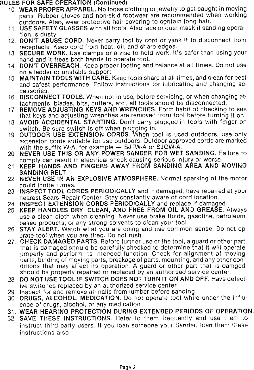 Page 3 of 12 - Craftsman 315117131 User Manual  3 IN BELT SANDER - Manuals And Guides LR708142