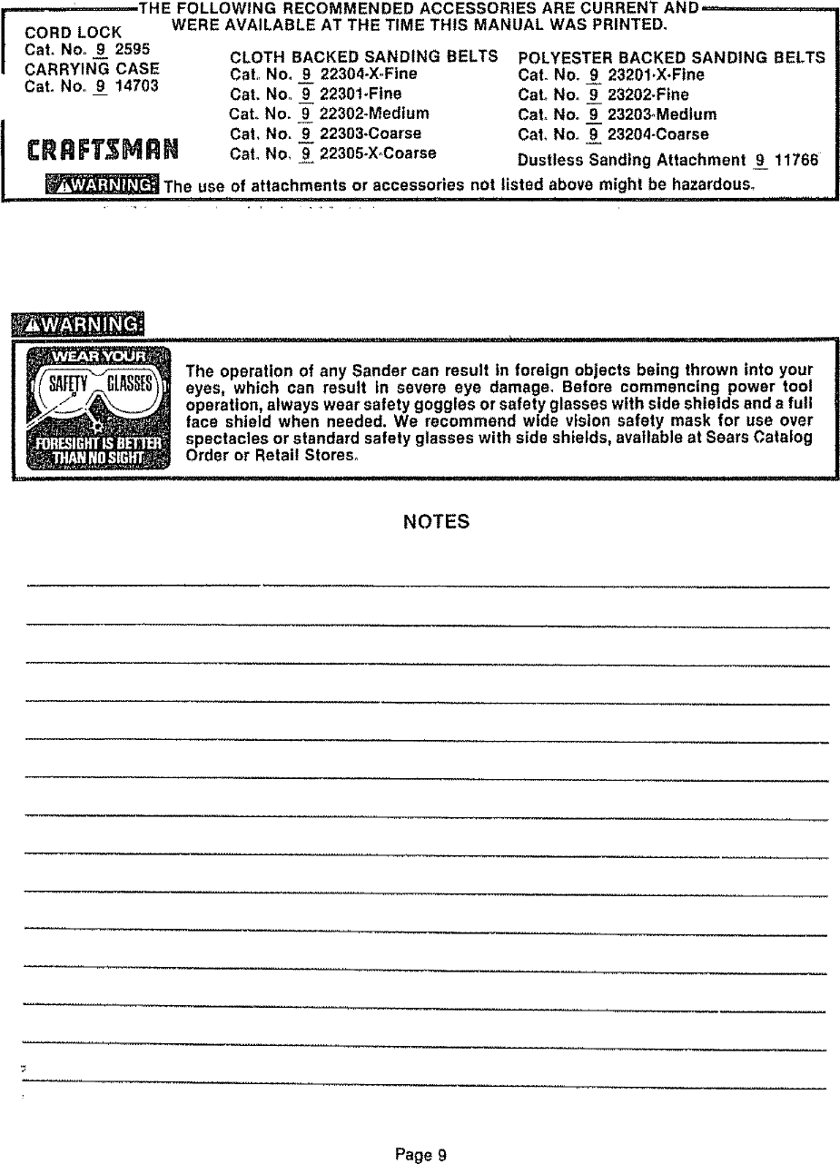 Page 9 of 12 - Craftsman 315117131 User Manual  3 IN BELT SANDER - Manuals And Guides LR708142