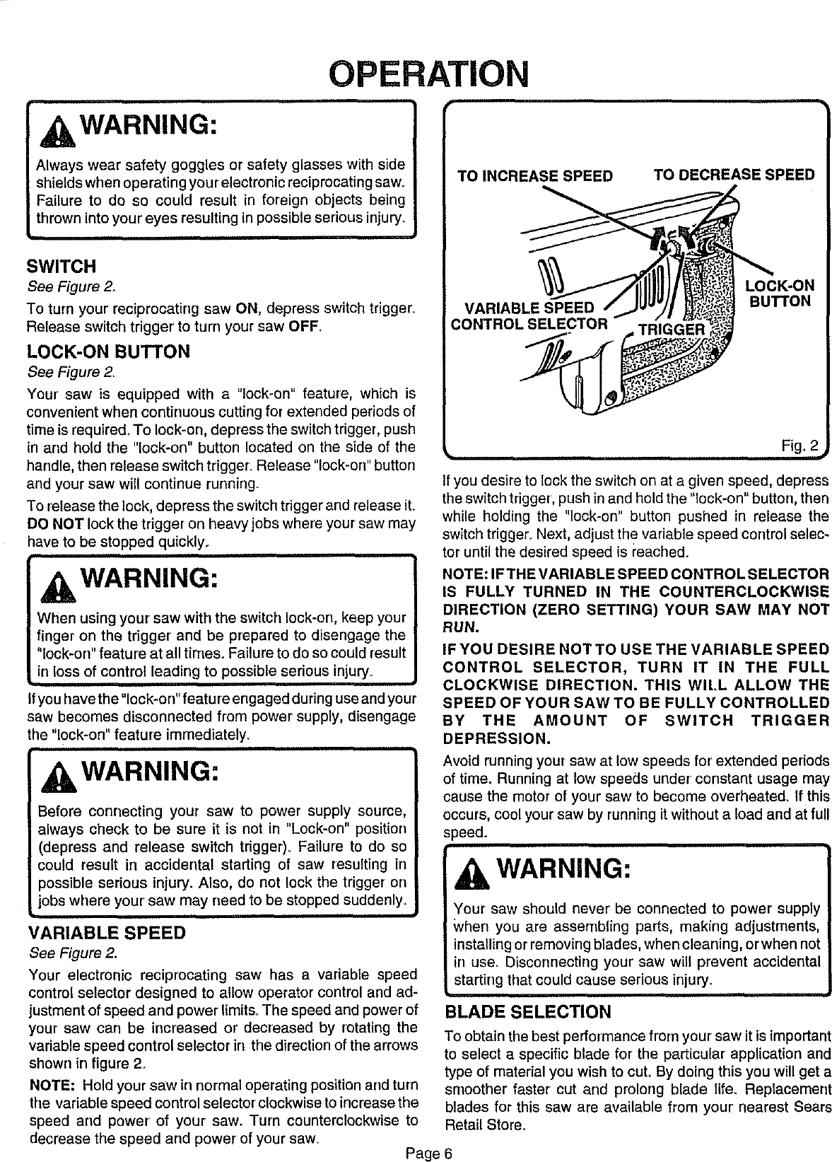 Craftsman 315171020 User Manual RECIPROCATING SAW Manuals And Guides