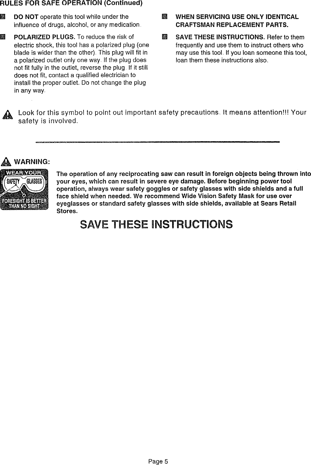 Craftsman 315171070 User Manual RECIPROCATING SAW Manuals And Guides