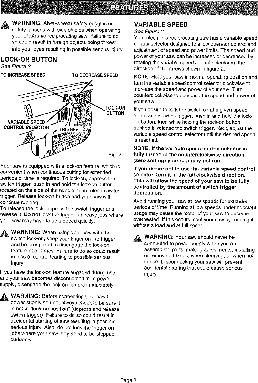 Craftsman 315171070 User Manual RECIPROCATING SAW Manuals And Guides