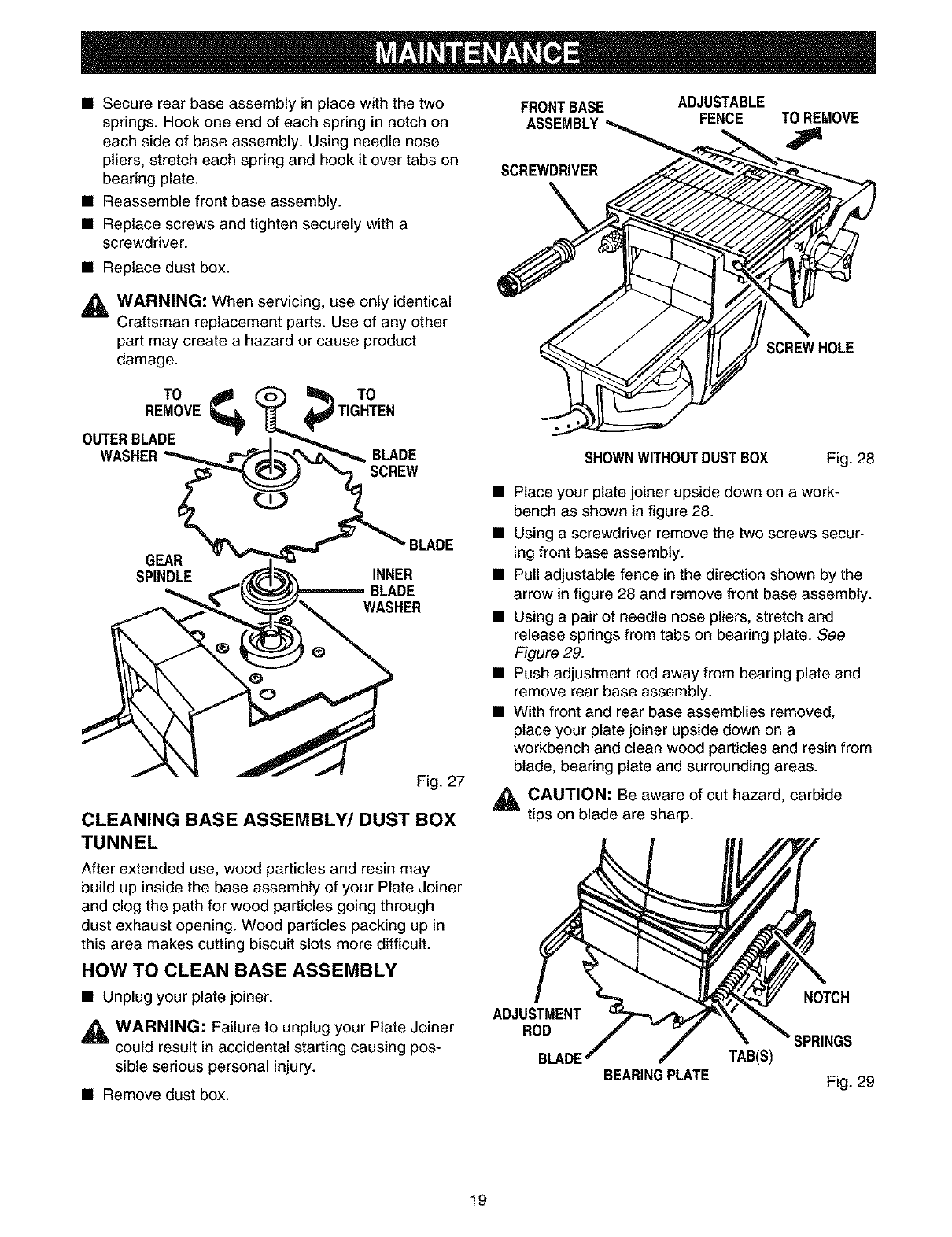 Craftsman 315175011 User Manual PLATE JOINER Manuals And Guides L0404013