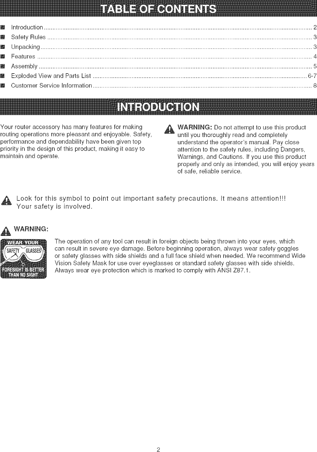 Page 2 of 8 - Craftsman 315175300 User Manual ROUTER - Manuals And Guides L0410402