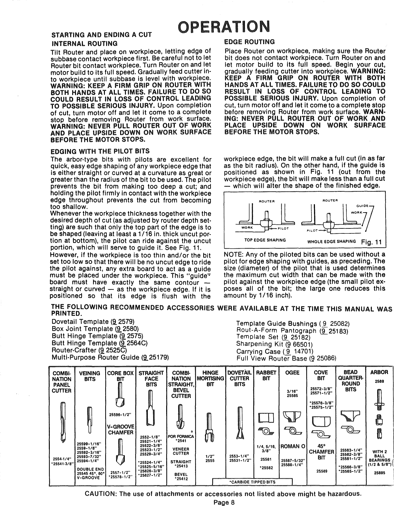 Page 8 of 12 - Craftsman 31517560 User Manual  ROUTER - Manuals And Guides 1007014L