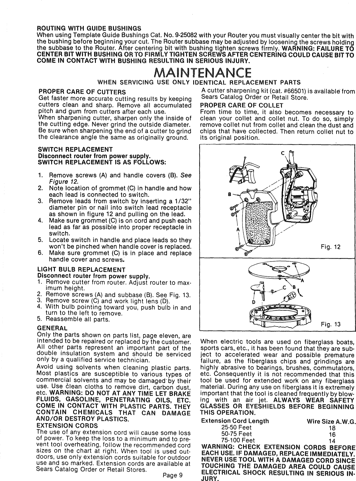 Page 9 of 12 - Craftsman 31517560 User Manual  ROUTER - Manuals And Guides 1007014L