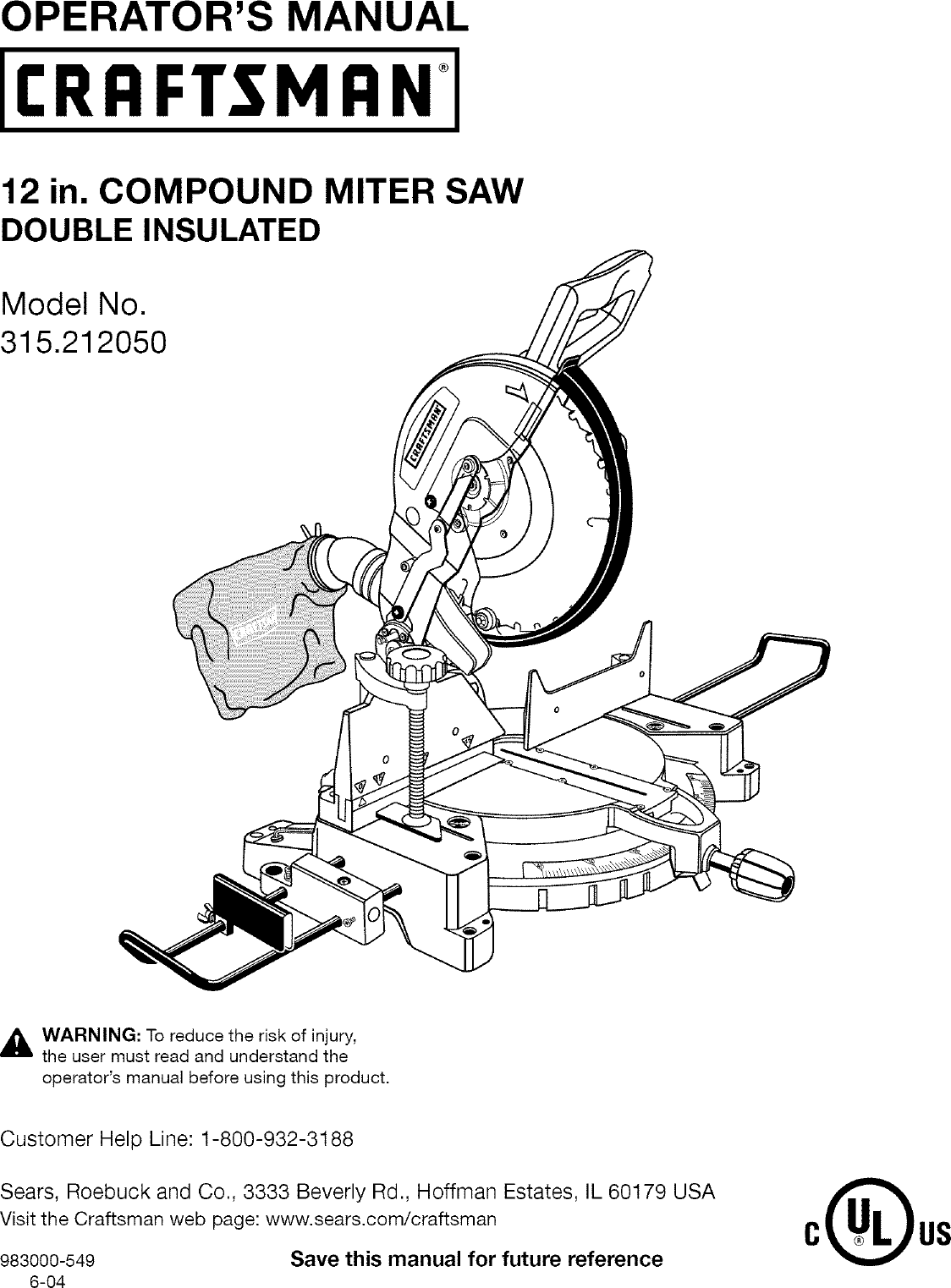 Craftsman 315212050 User Manual MITER SAW Manuals And Guides L0411285