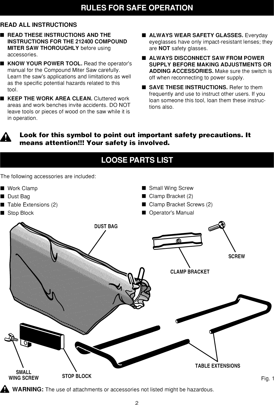 Page 2 of 8 - Craftsman 315212400 User Manual  MITER SAW - Manuals And Guides L0809037
