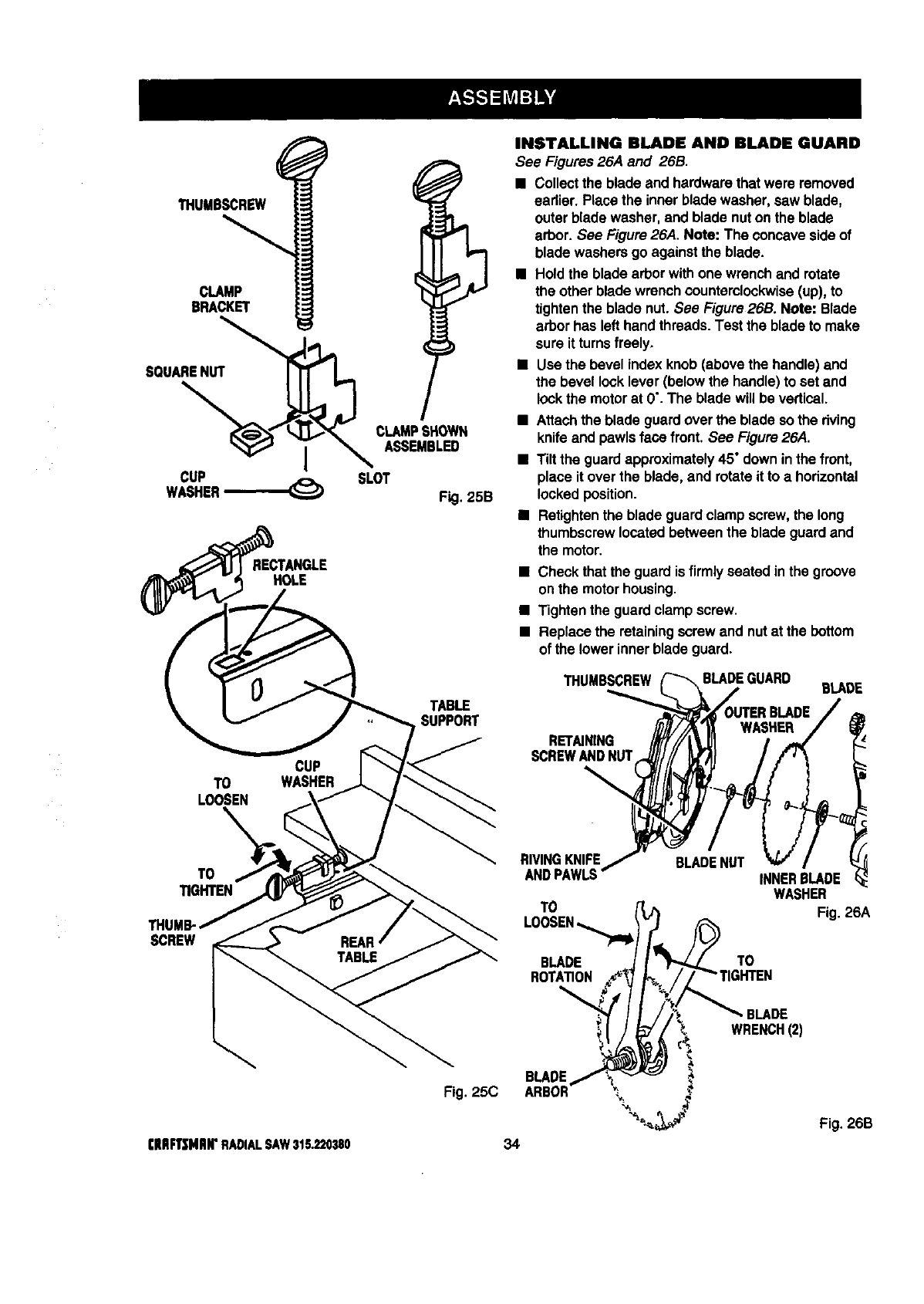 Craftsman 315220380 User Manual 10 IN. STATIONARY RADIAL ARM SAW