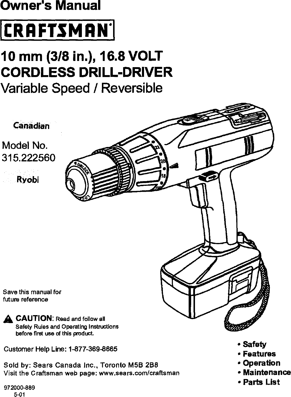 Craftsman 315222560 User Manual CORDLESS DRILL DRIVER Manuals And ...