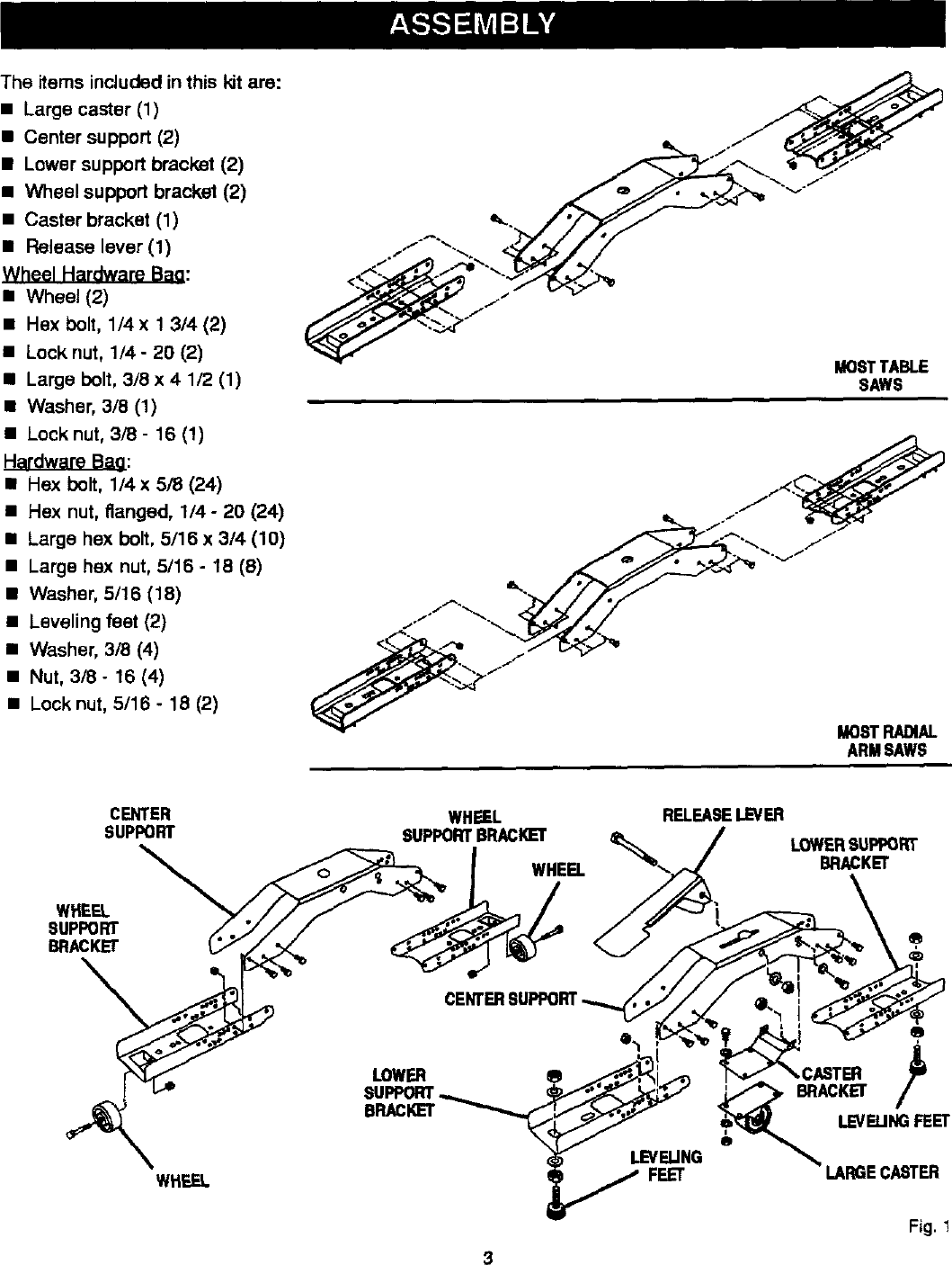 Page 3 of 4 - Craftsman 31522283A User Manual  MOBILE BASE/CASTER SET - Manuals And Guides L0310399