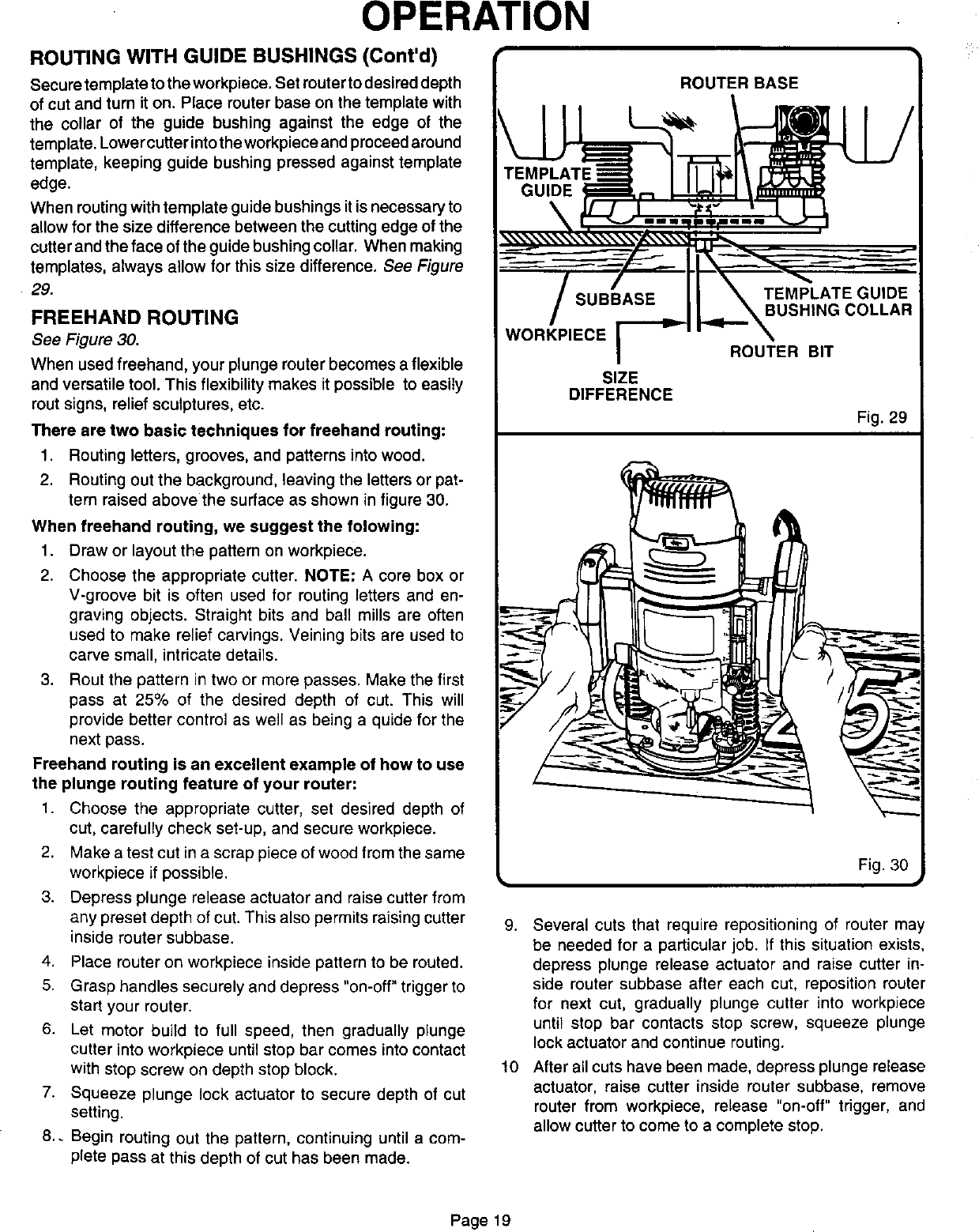 Craftsman 315275110 User Manual Electronic Plunge Router