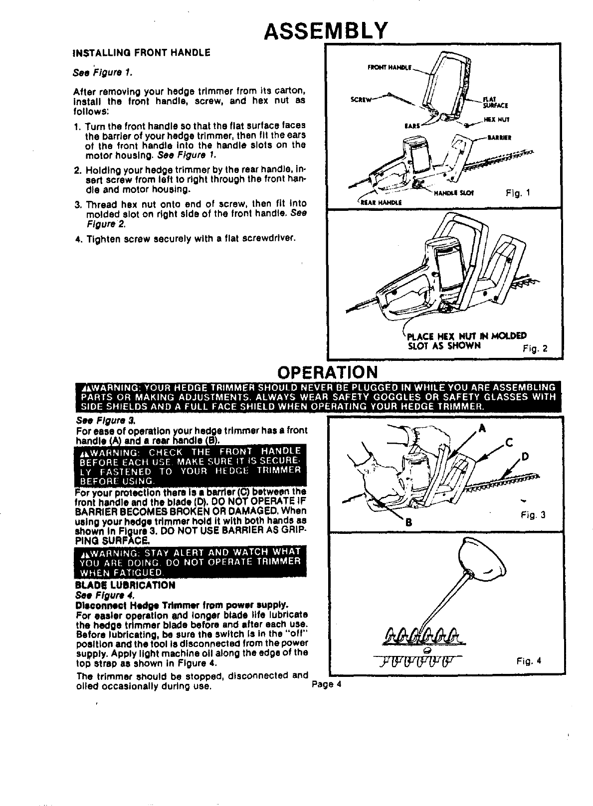 Page 4 of 8 - Craftsman 315796621 User Manual  HEDGE TRIMMER - Manuals And Guides L0605452