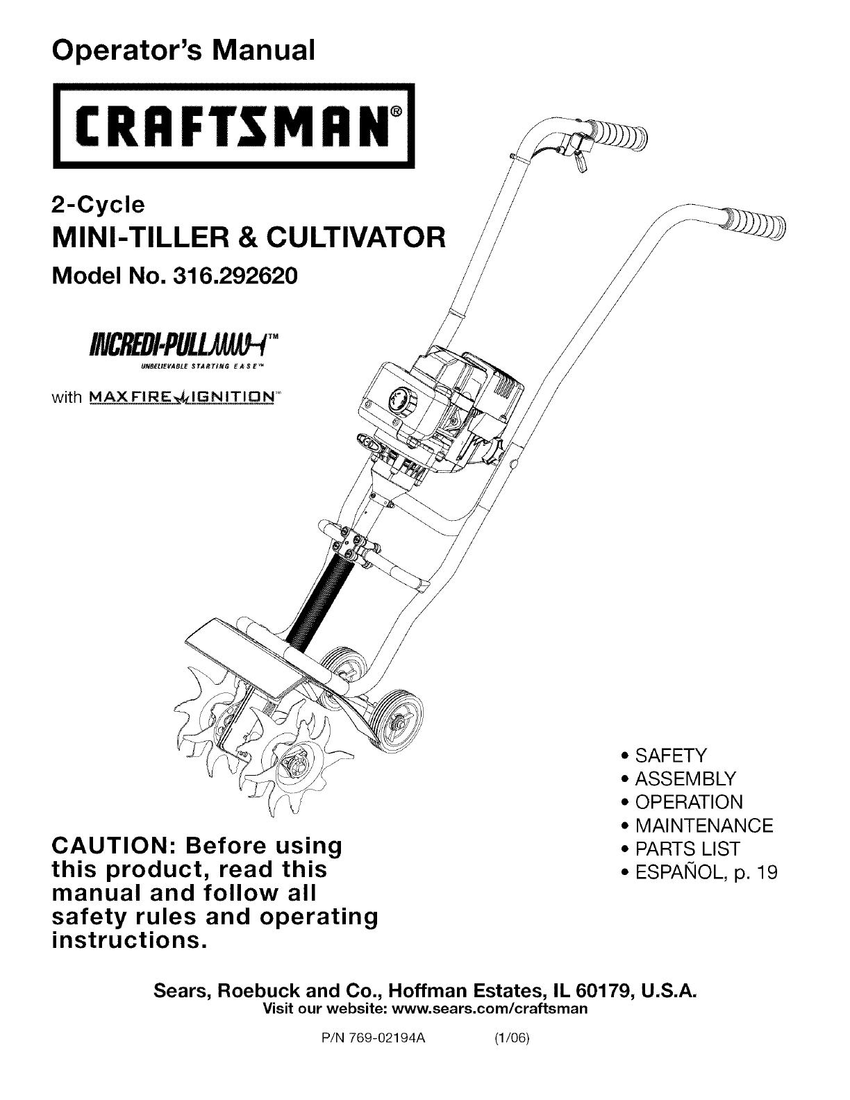 Carburetor For Craftsman 316.292620 316292620 2-Cycle Mini-Tiller And Cultivator