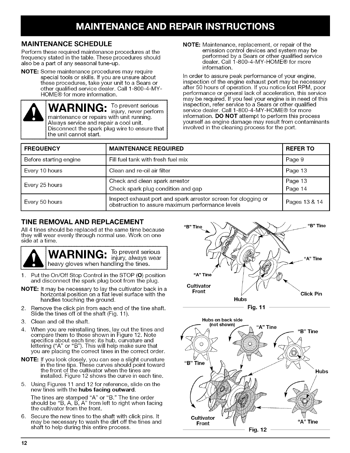 Craftsman 316292621 User Manual MINI TILLER/CULTIVATOR Manuals And