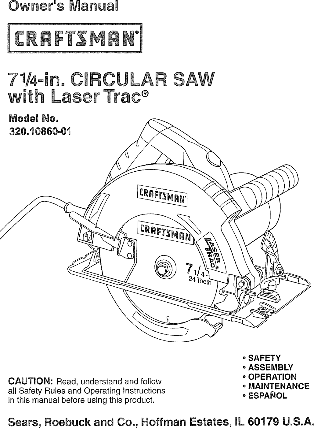 Craftsman 32010860 01 User Manual CIRCULAR SAW Manuals And Guides L0902013