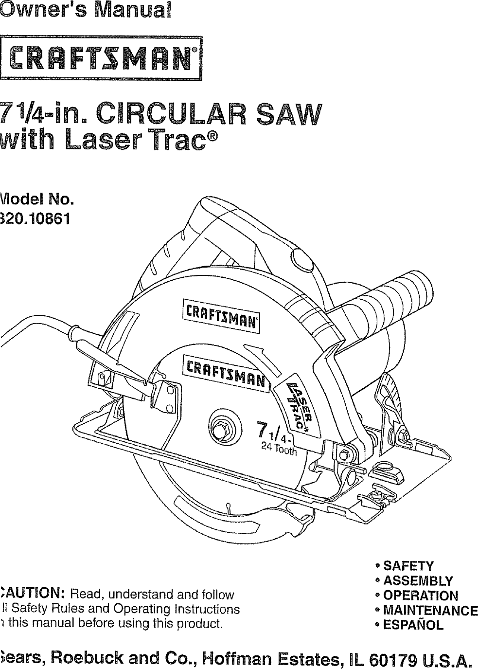 Craftsman 32010861 User Manual CIRCULAR SAW Manuals And Guides L0804428