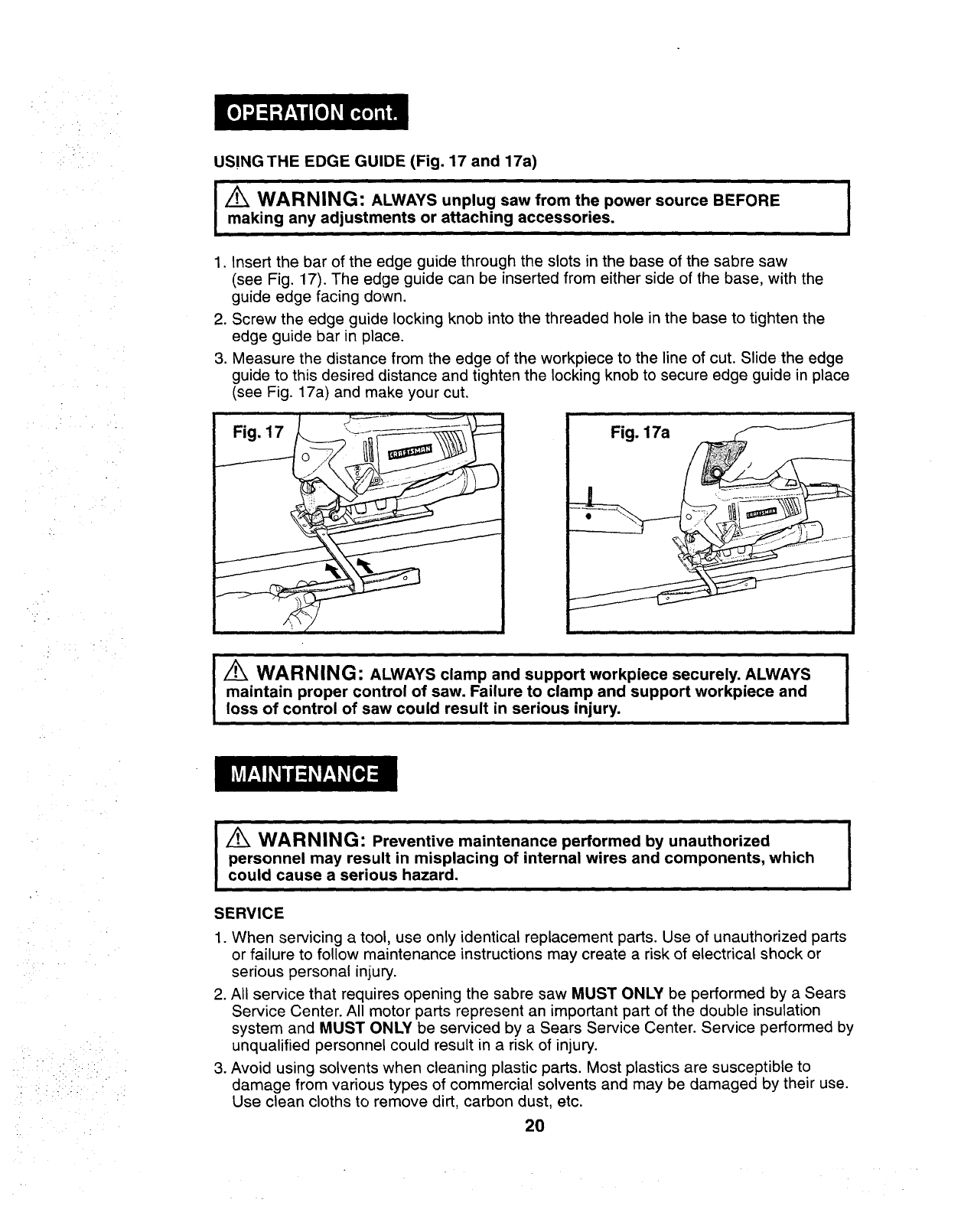Craftsman 32017235 User Manual SABRE SAW Manuals And Guides 1006671L