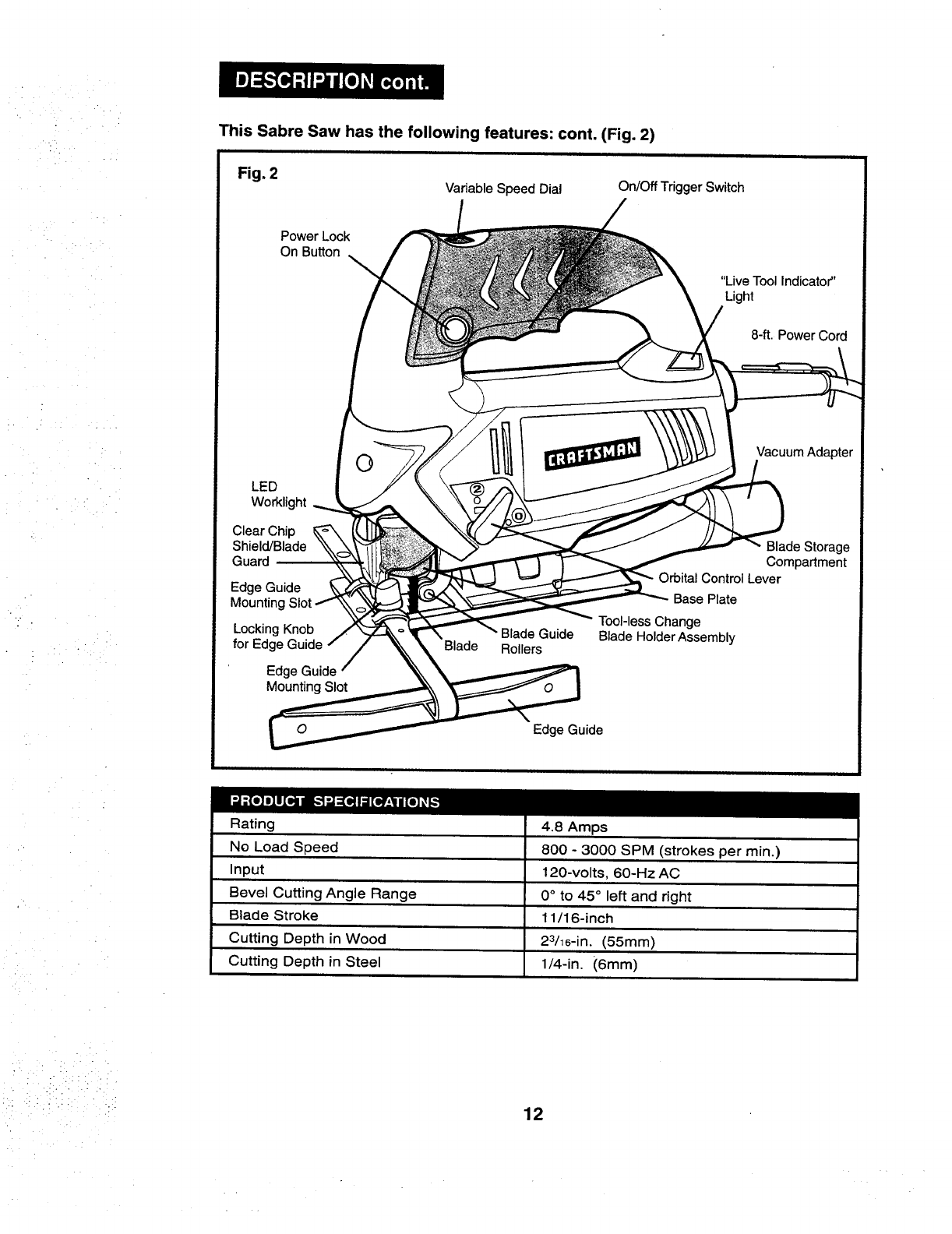 Craftsman 32017235 User Manual SABRE SAW Manuals And Guides 1006671L