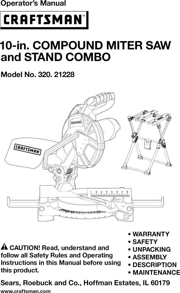 Craftsman 32021228 User Manual MITER SAW Manuals And Guides L0901589
