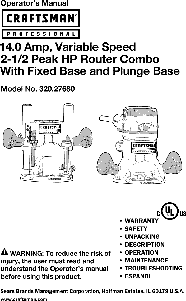 Craftsman L User Manual Router Manuals And Guides